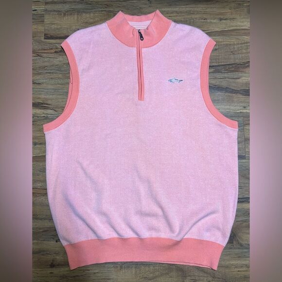 Greg Norman Play Dry Pullover 1/4 Zip Vest Golf salmon pink Men's size L - Picture 1 of 6